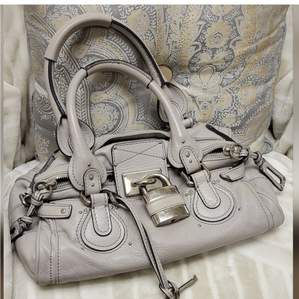 CHLOE PADDINGTON LEATHER SATCHEL GREY